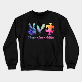 Autism Awarenesss Peace Love Autism Crewneck Sweatshirt